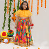 Multicolor Lehenga With Organza Ruffle Blouse For Girls