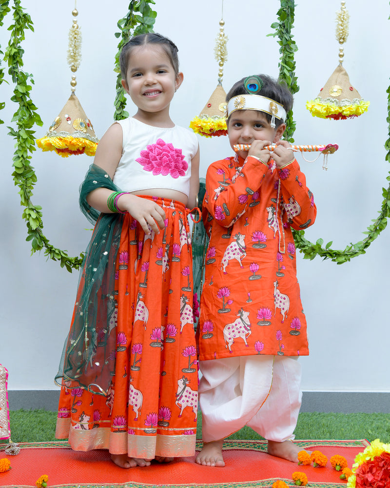 Orange Pichwai Lengha set