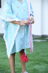 Blue And Pink Flamingo Kaftan Dress