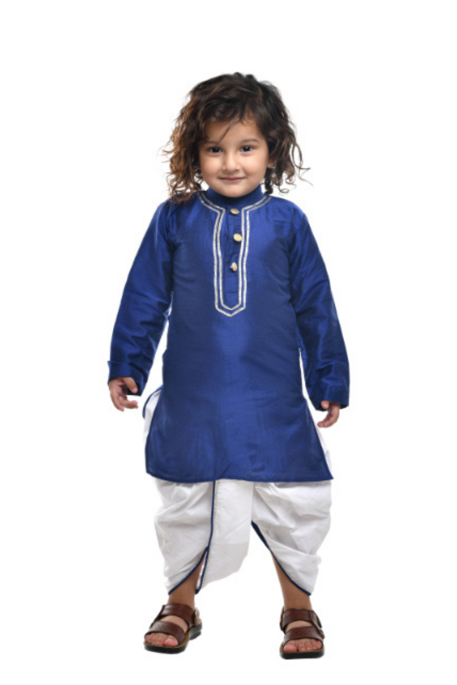 Blue Gota Kurta With Dhoti