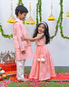 Peach Thread Work Kurta set