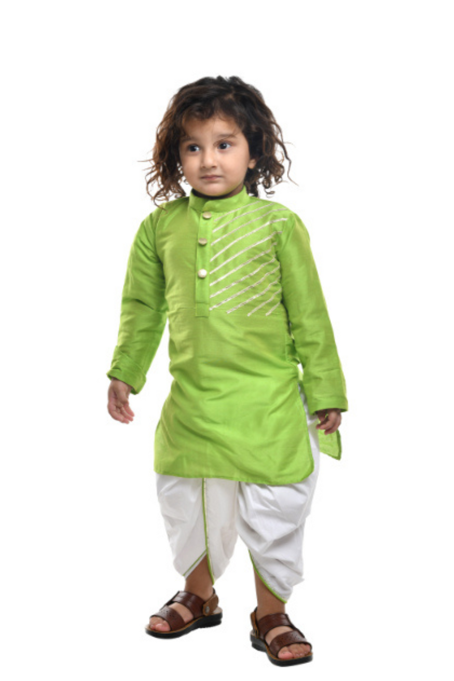 Green Gota Kurta With Dhoti