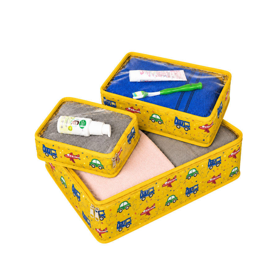 Organiser Set - Yellow Toy Print