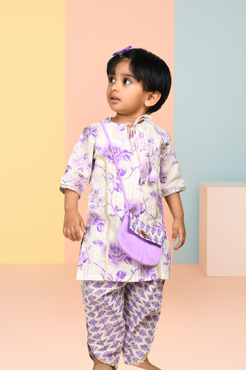 Purple Floral Kurta Set