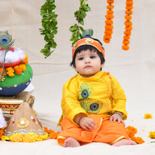  Yellow Embroidered Kurta And Dhoti With Mukut