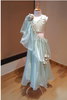 Blue Organza Lengha