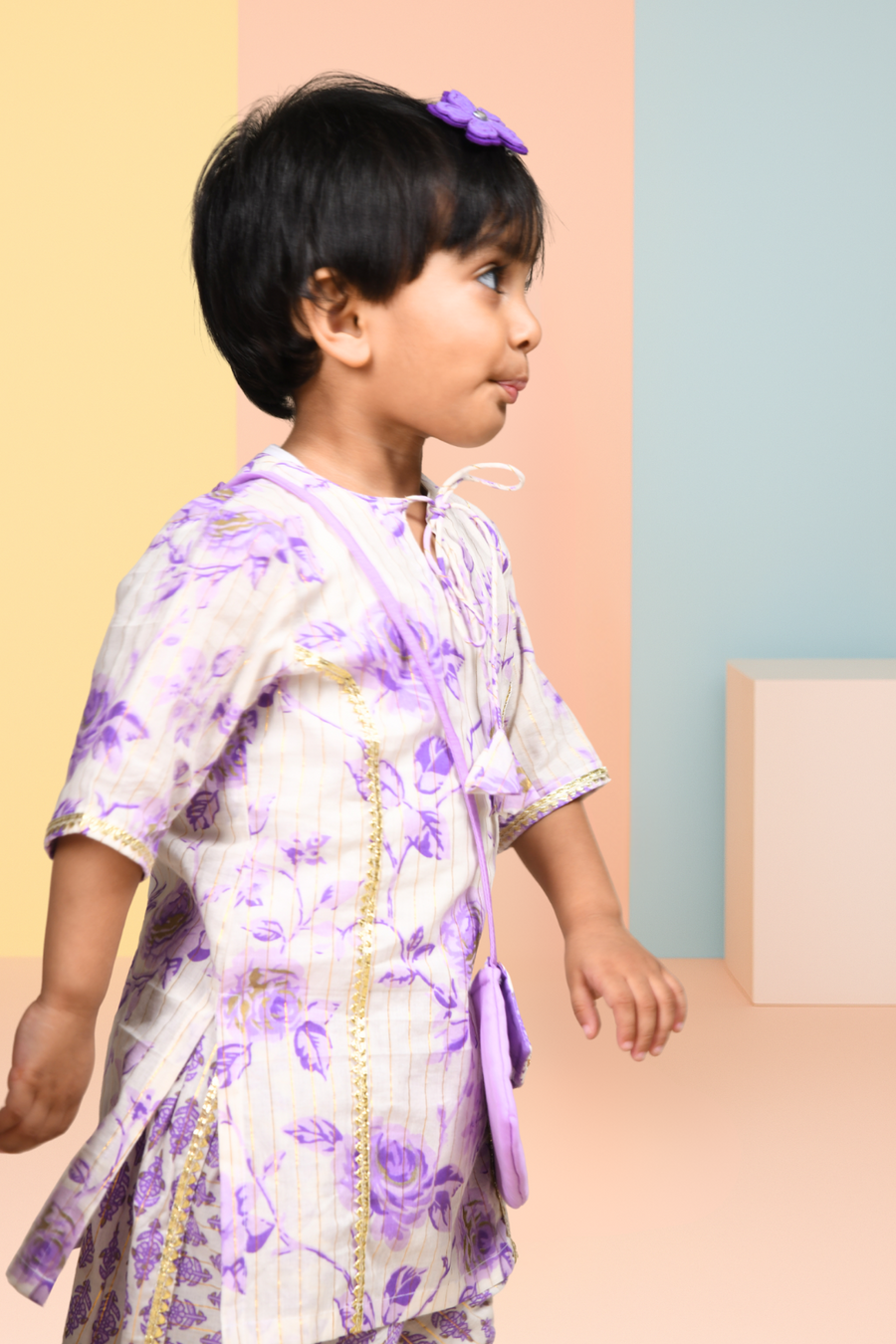 Purple Floral Kurta Set