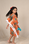 Orange Safari Printed Kaftan Dress