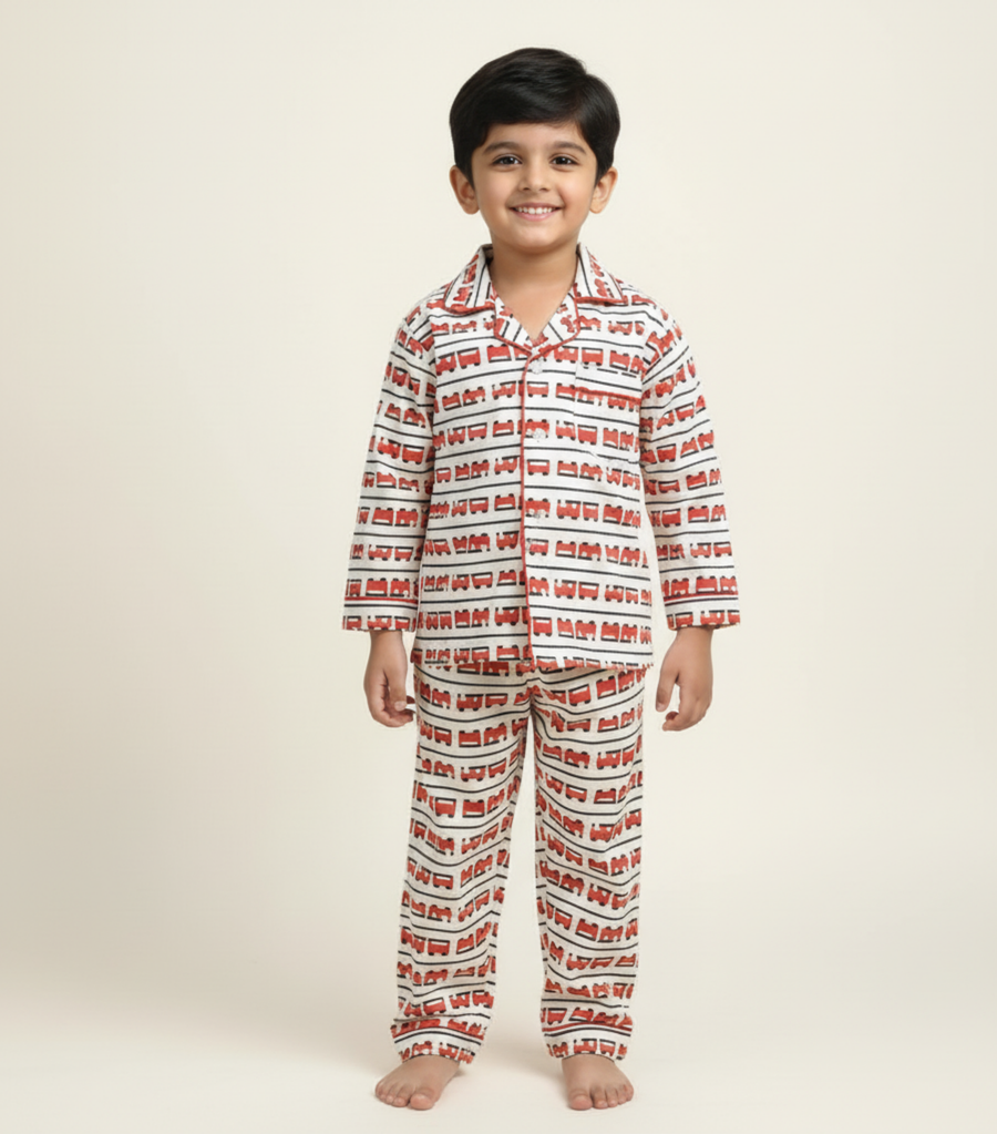 Train Print Set – Choo-Choo Fun Nightwear for Boys & Girls