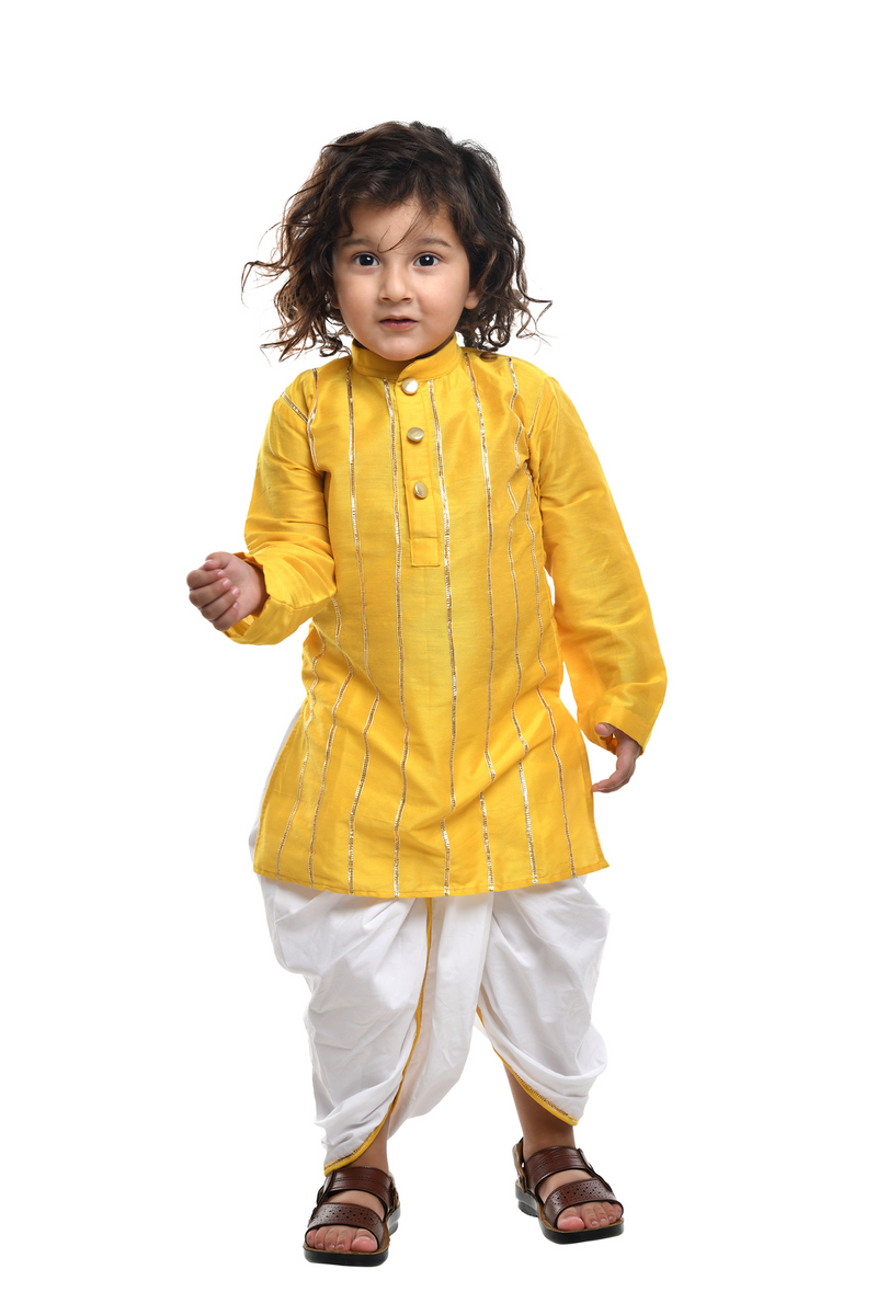 Yellow Gota Kurta With Dhoti