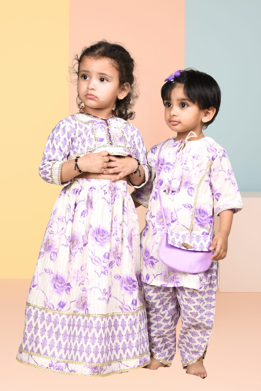 Purple Floral Kurta Set