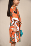 Orange Safari Printed Kaftan Dress