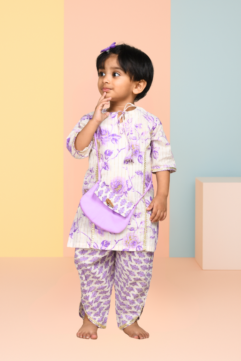 Purple Floral Kurta Set
