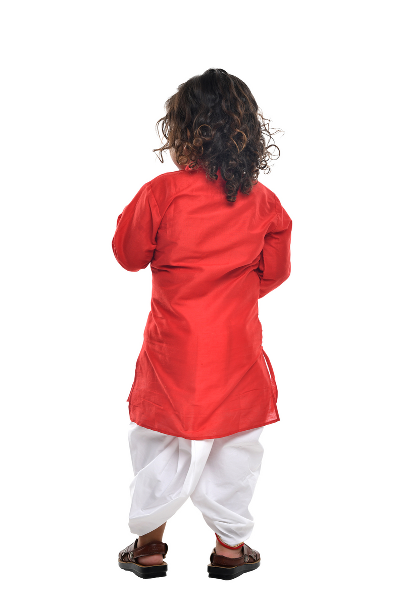 Red Gota Kurta With Dhoti