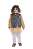 Beige Kurta With Blue Jacket