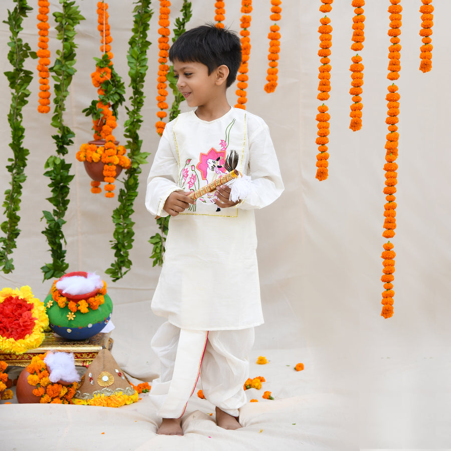 Pichwani Embroidered Kurta with Dhoti