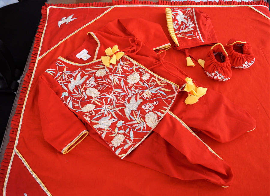 Red Embroidered Jaamna
