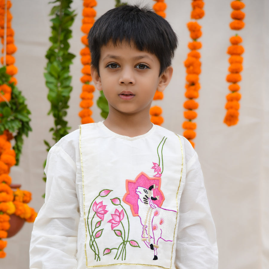 Pichwani Embroidered Kurta with Dhoti