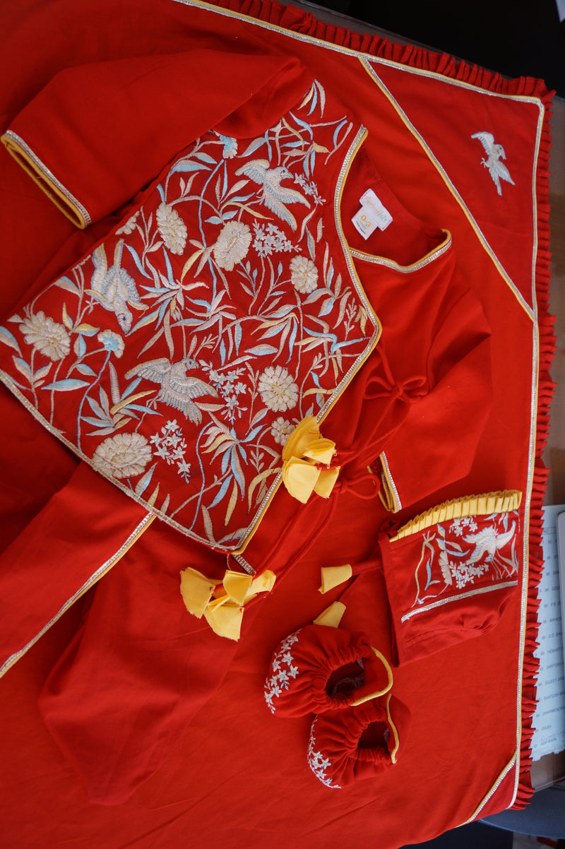 Red Embroidered Jaamna