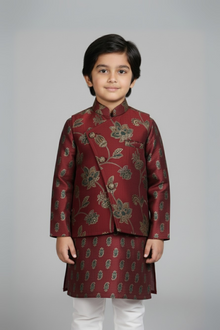  Mahroon Kurta Jacket Set