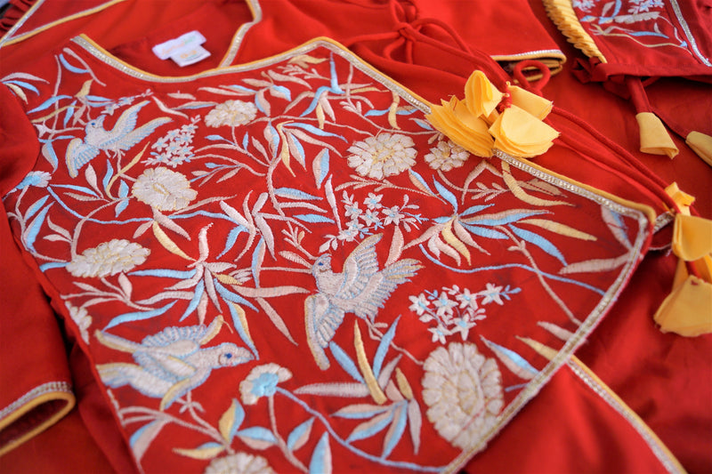 Red Embroidered Jaamna