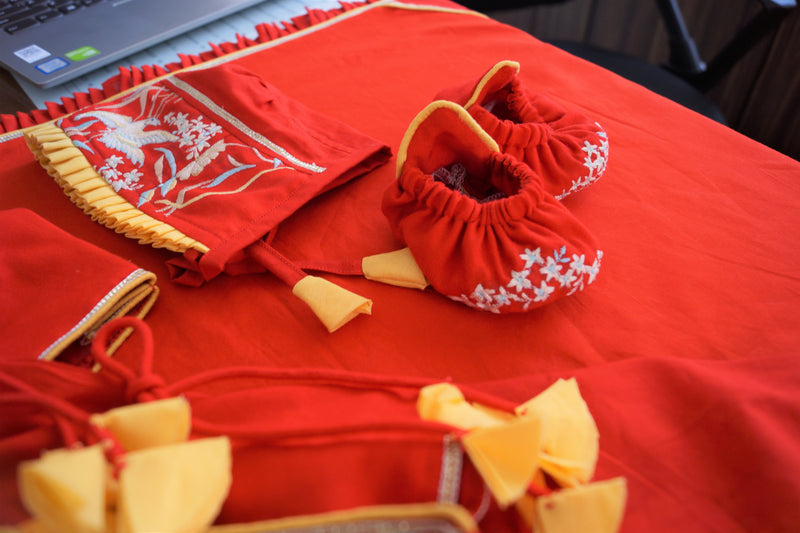 Red Embroidered Jaamna