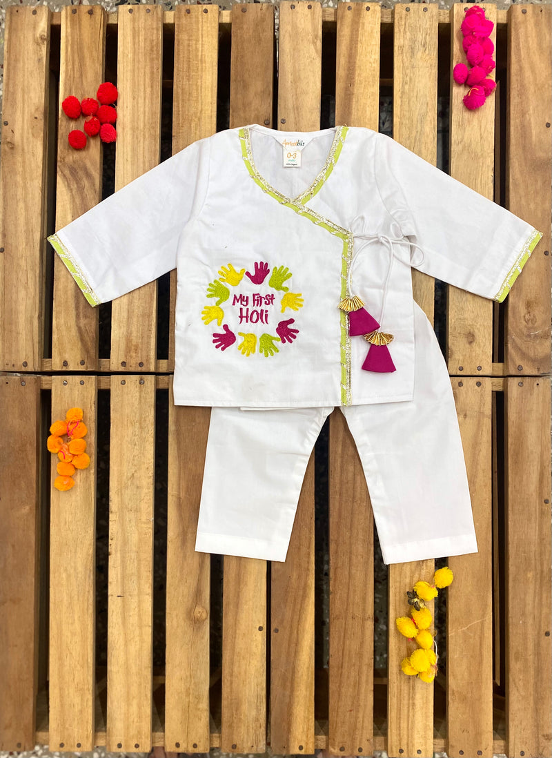 1st holi embroidered jhabla with pajama