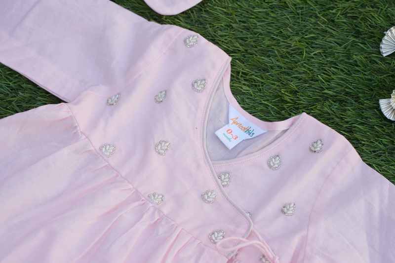 Pink Hand Embroidered Jaamna