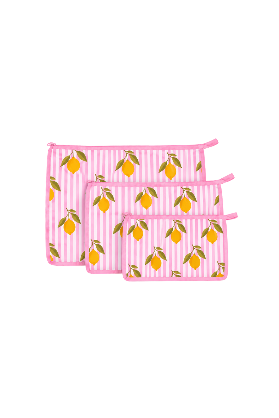 Pouch set- Pink Lemon Print