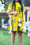 Yellow Safari Printed Kaftan Dress