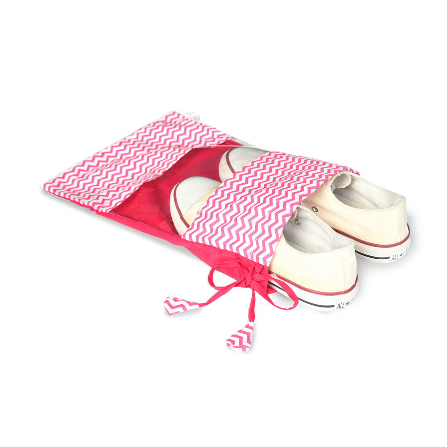 SHOE BAG- PINK CHEVERON