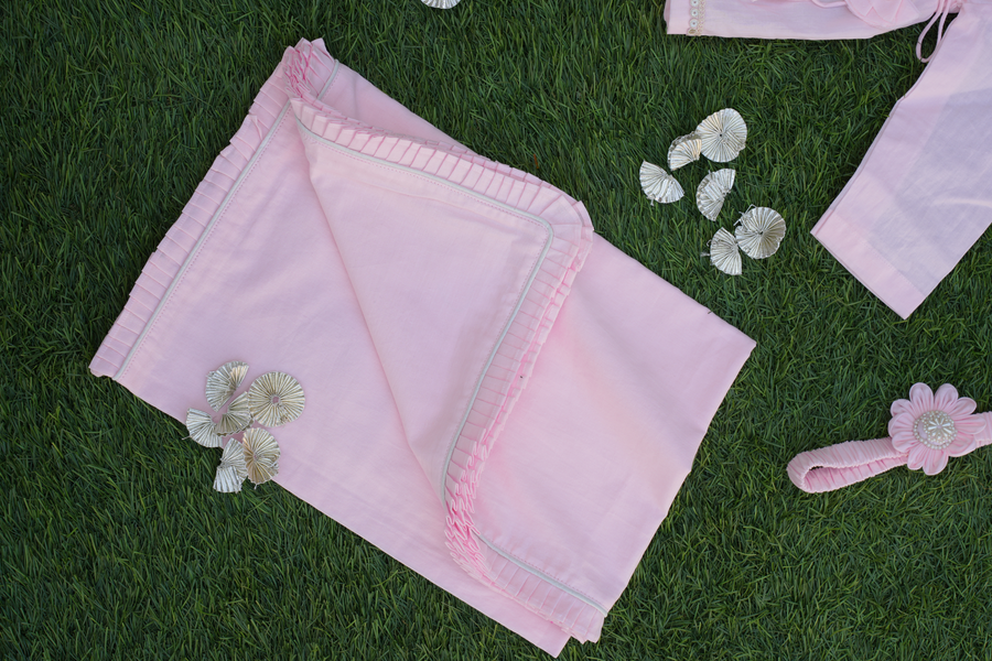 Pink Hand Embroidered Jaamna