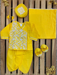 Yellow Jaal Embroidered Jaamna Set