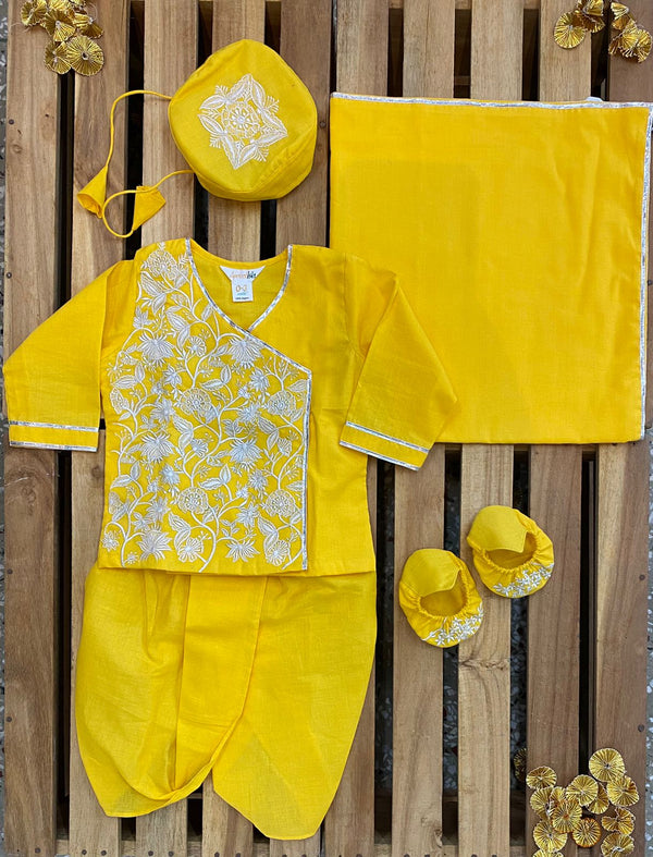 Yellow Jaal Embroidered Jaamna