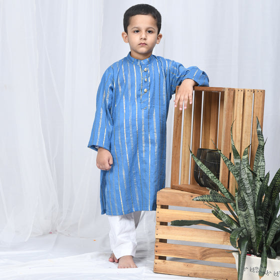 blue lurex kurta with pants