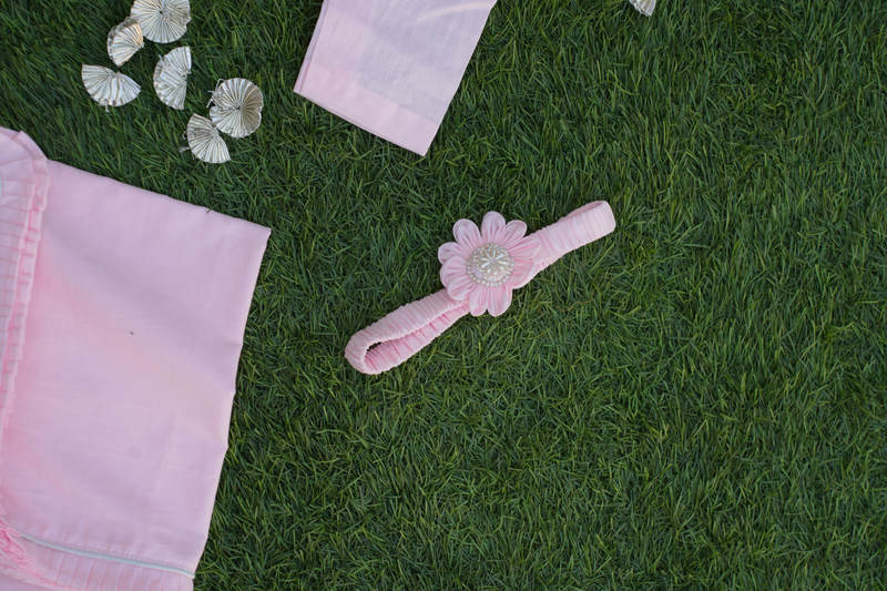 Pink Hand Embroidered Jaamna