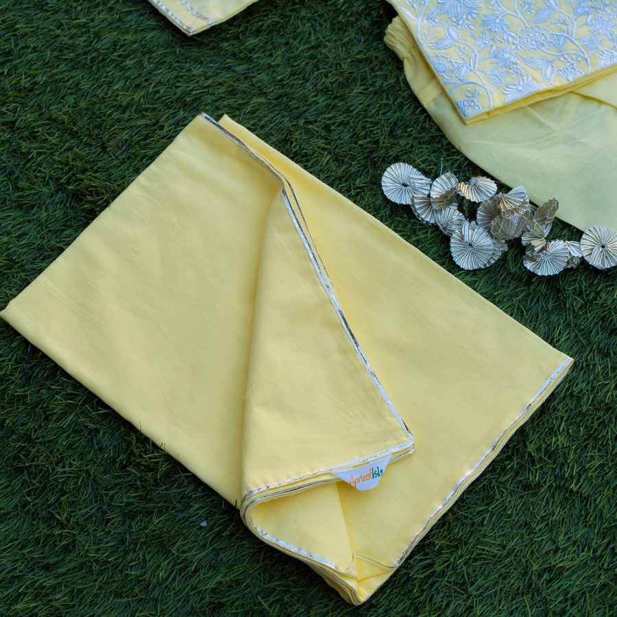 Yellow Jaal Embroidered Jaamna
