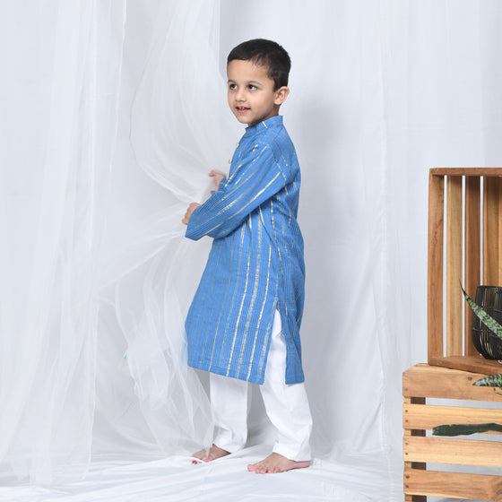 blue lurex kurta with pants