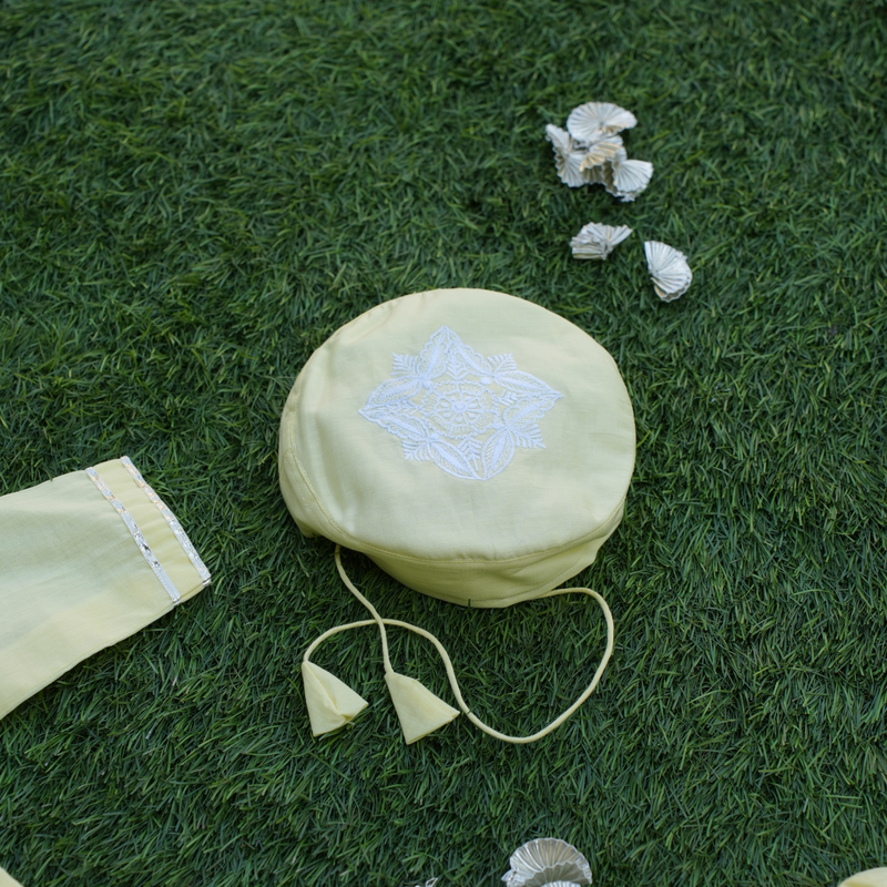 Yellow Jaal Embroidered Jaamna