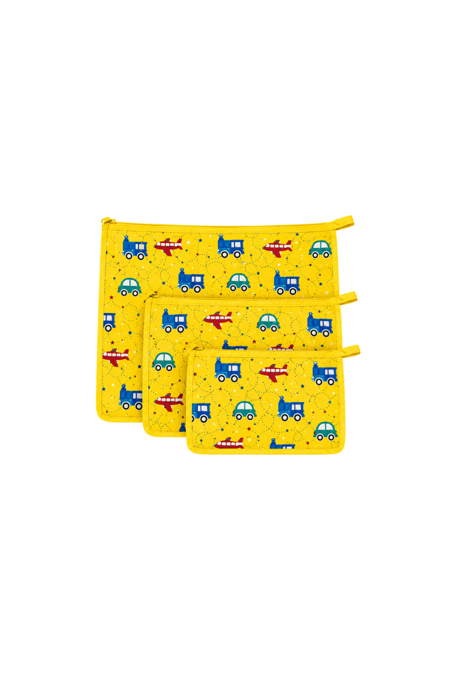 Pouch set- Yellow Transport Print