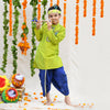 Parrot Green Gota Lace Detailed Kurta With Dhoti