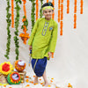 Parrot Green Gota Lace Detailed Kurta With Dhoti