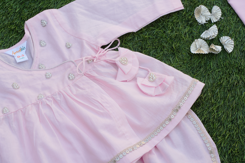 Pink Hand Embroidered Jaamna