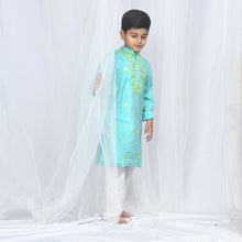  Mirror Work Turquoise Kurta Set