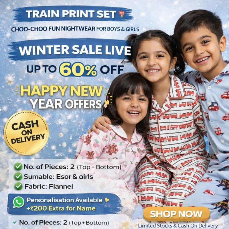 Train Print Set – Choo-Choo Fun Nightwear for Boys & Girls