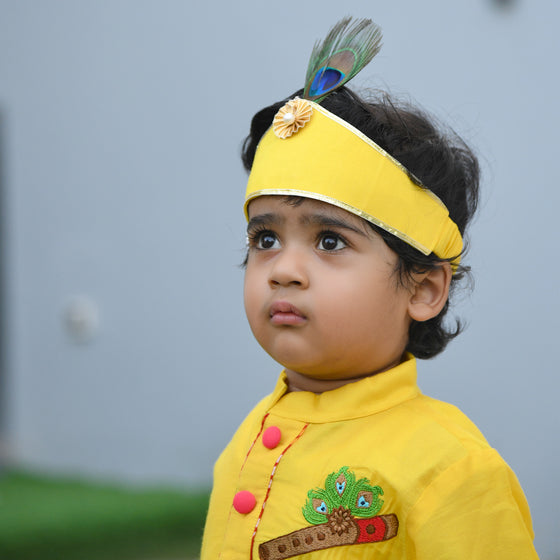 Yellow Basuri Embroidered Kurta With Dhoti