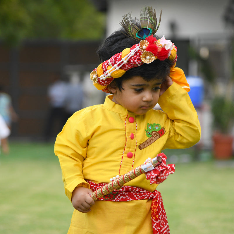 Yellow Basuri Embroidered Kurta With Dhoti