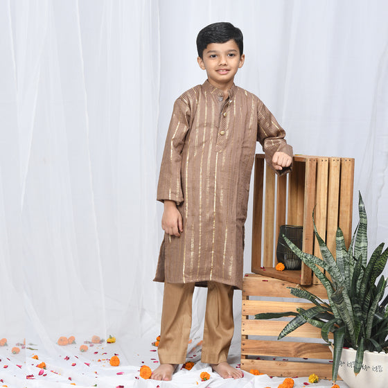 brown lurex kurta with pants