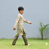 Cream Cotton Mul Garden Ombre Pattern Kurta With Pant For Boys