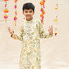 Cream Cotton Mul Garden Ombre Pattern Kurta With Pant For Boys